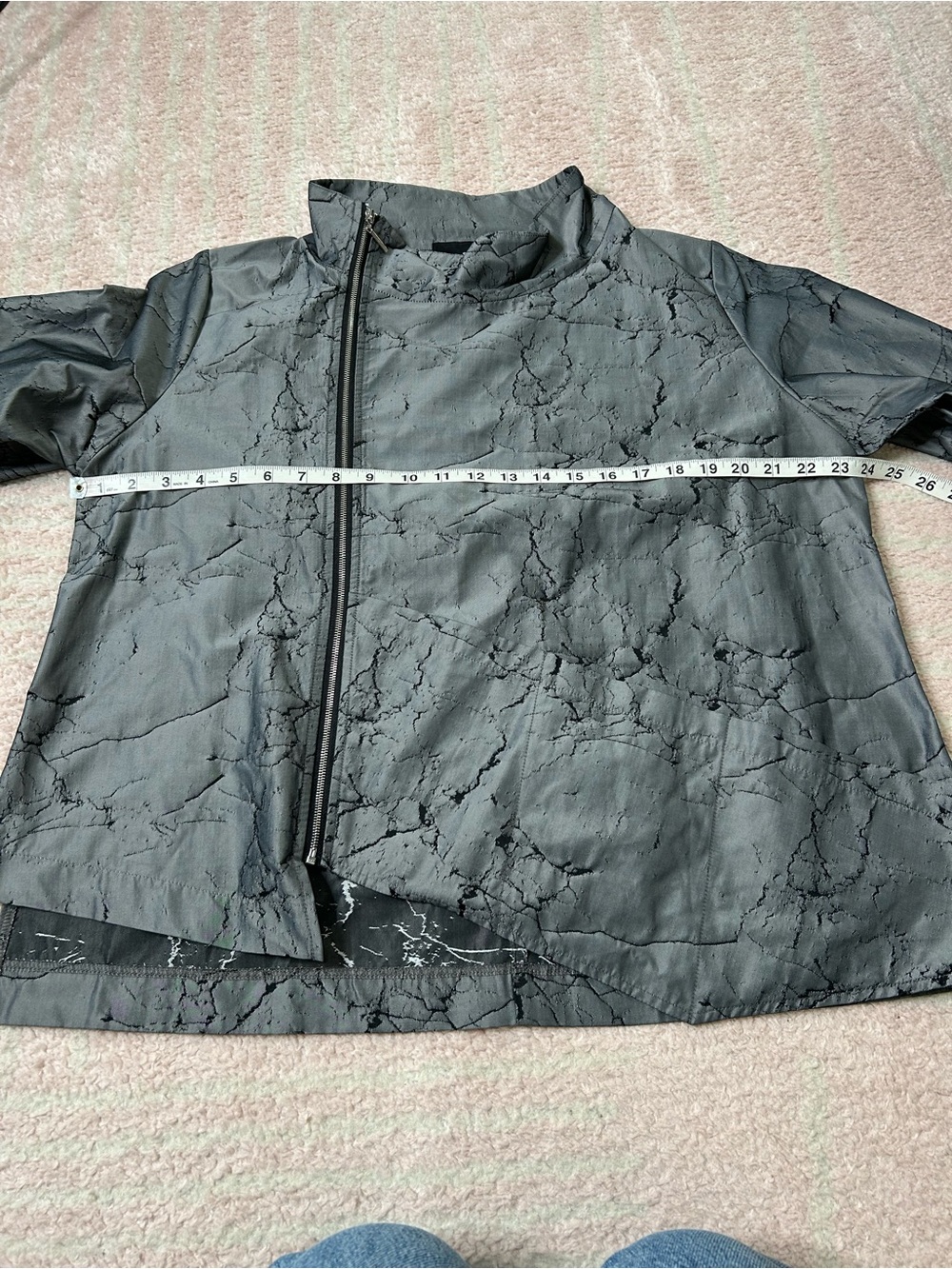 NWT Sun Kim Marble Pattern Asymmetrical Jacket Waist Length Size XL Lagenlook - Picture 8 of 13